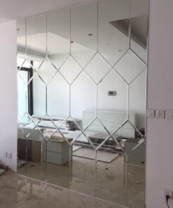 Gương ghép dán tường trang trí phòng khách hiện đại