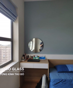 Gương tròn bàn trang điểm khung viền thép sơn tĩnh điện