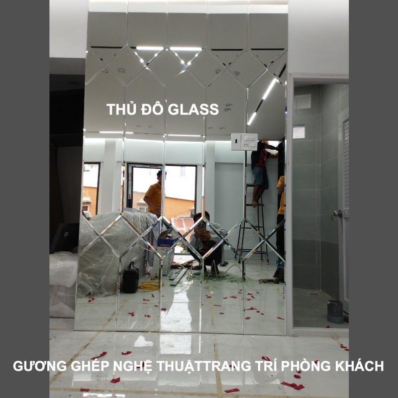 Gương ghép nghệ thuật trang trí phòng khách