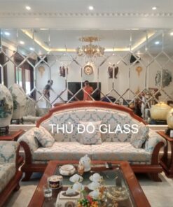 Gương trang trí phòng khách ghép quả trám đẹp